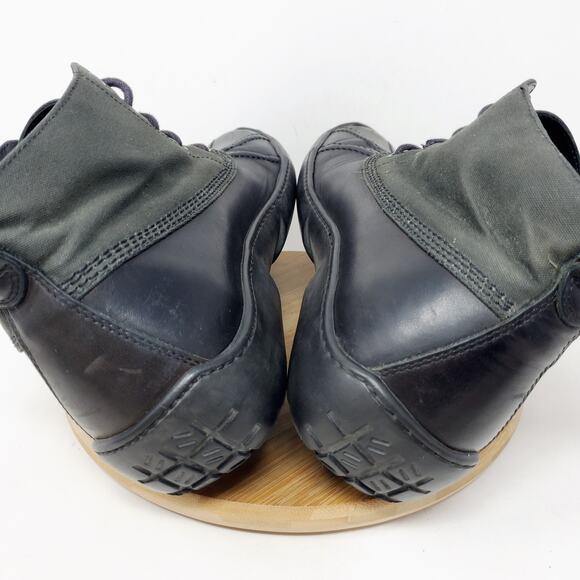 J Crew Duck Boots Mens 10 Waxed Canvas Black Leather Retro Lace Up Ankle Shoes - Picture 10 of 16